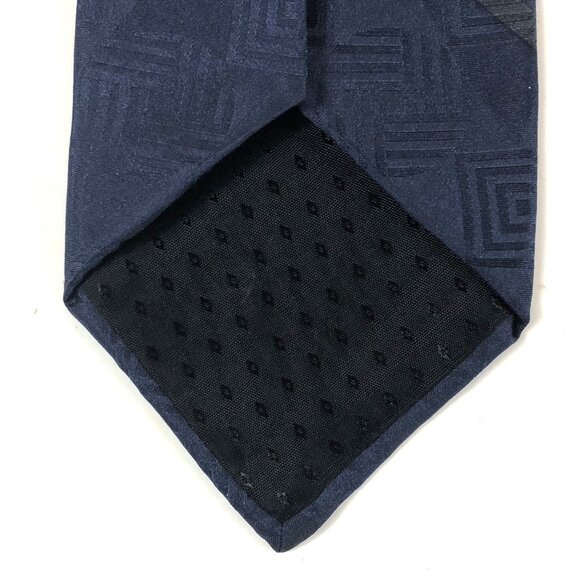 Bugatti Tie 100% Italian Silk Red Navy Geometric Color Block Art Deco - Picture 6 of 8
